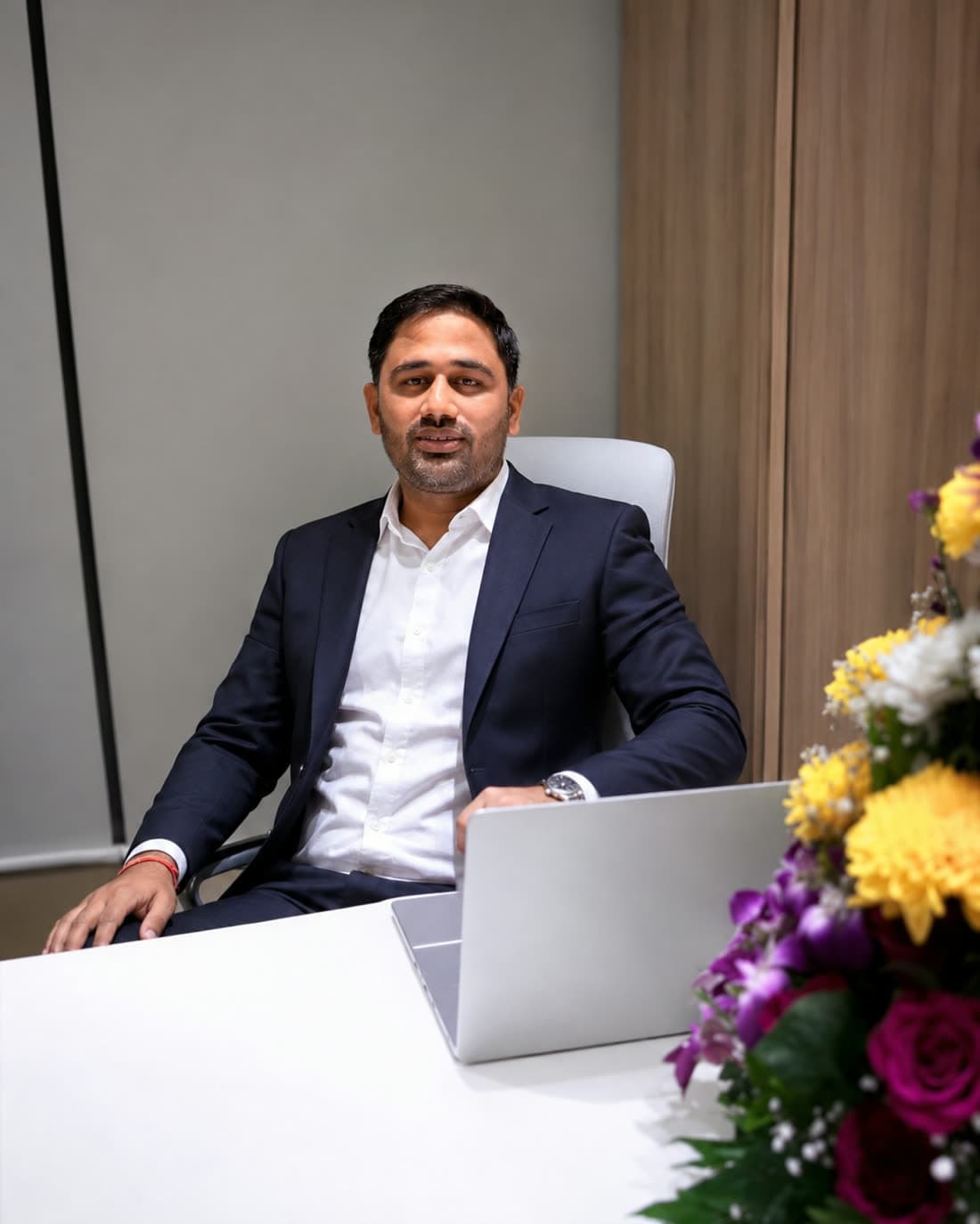 Mr. Kalu Ram Choudhary, known as Rahul Choudhary, Director of Blue Line Express, at his desk